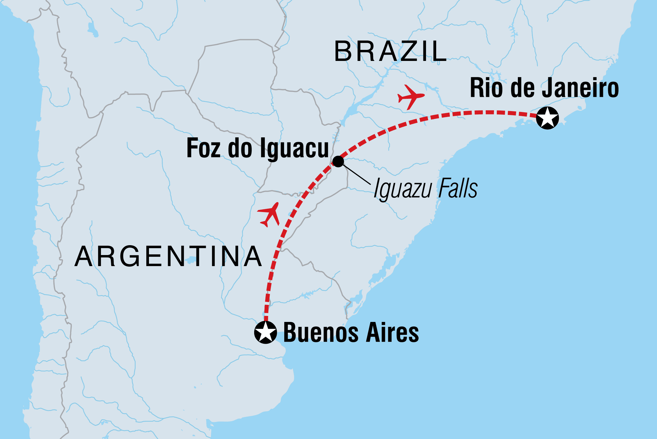 Map of Best Of Argentina & Brazil including Argentina and Brazil