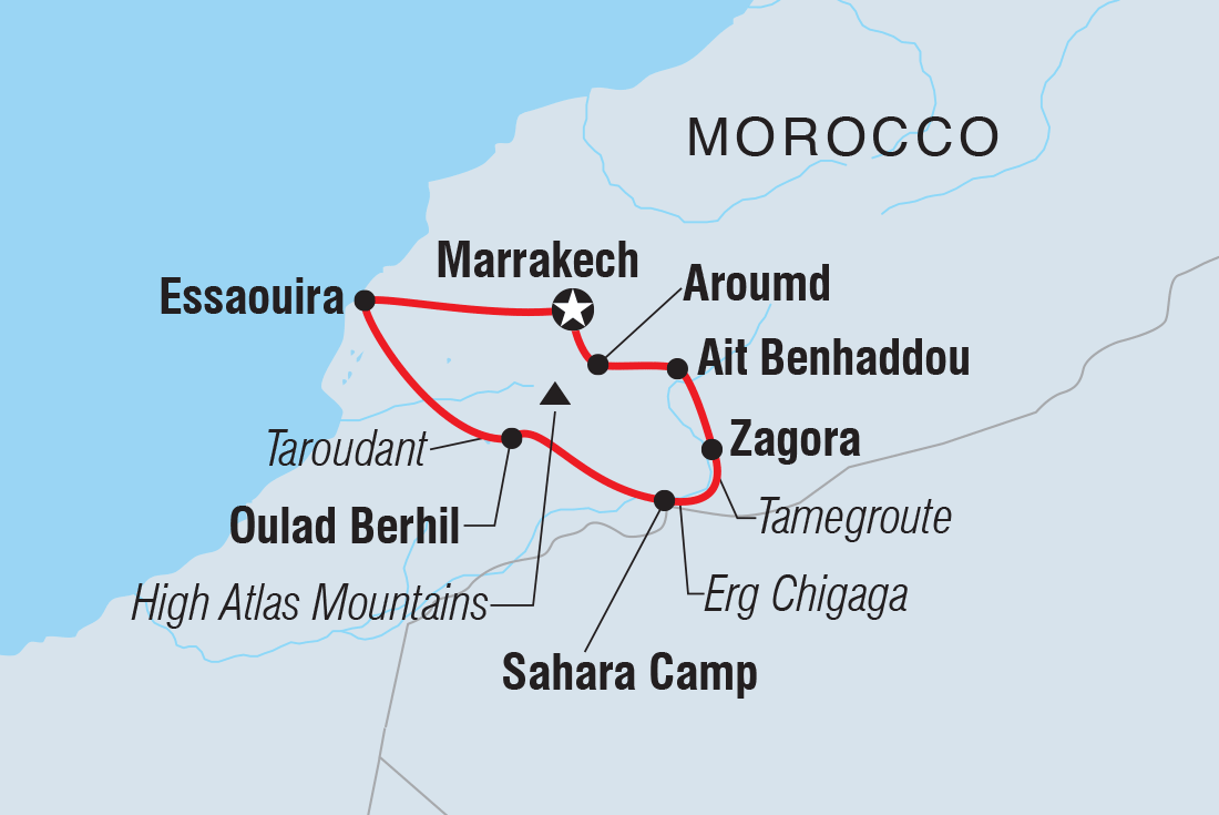 Map of South Morocco Discovery including Morocco