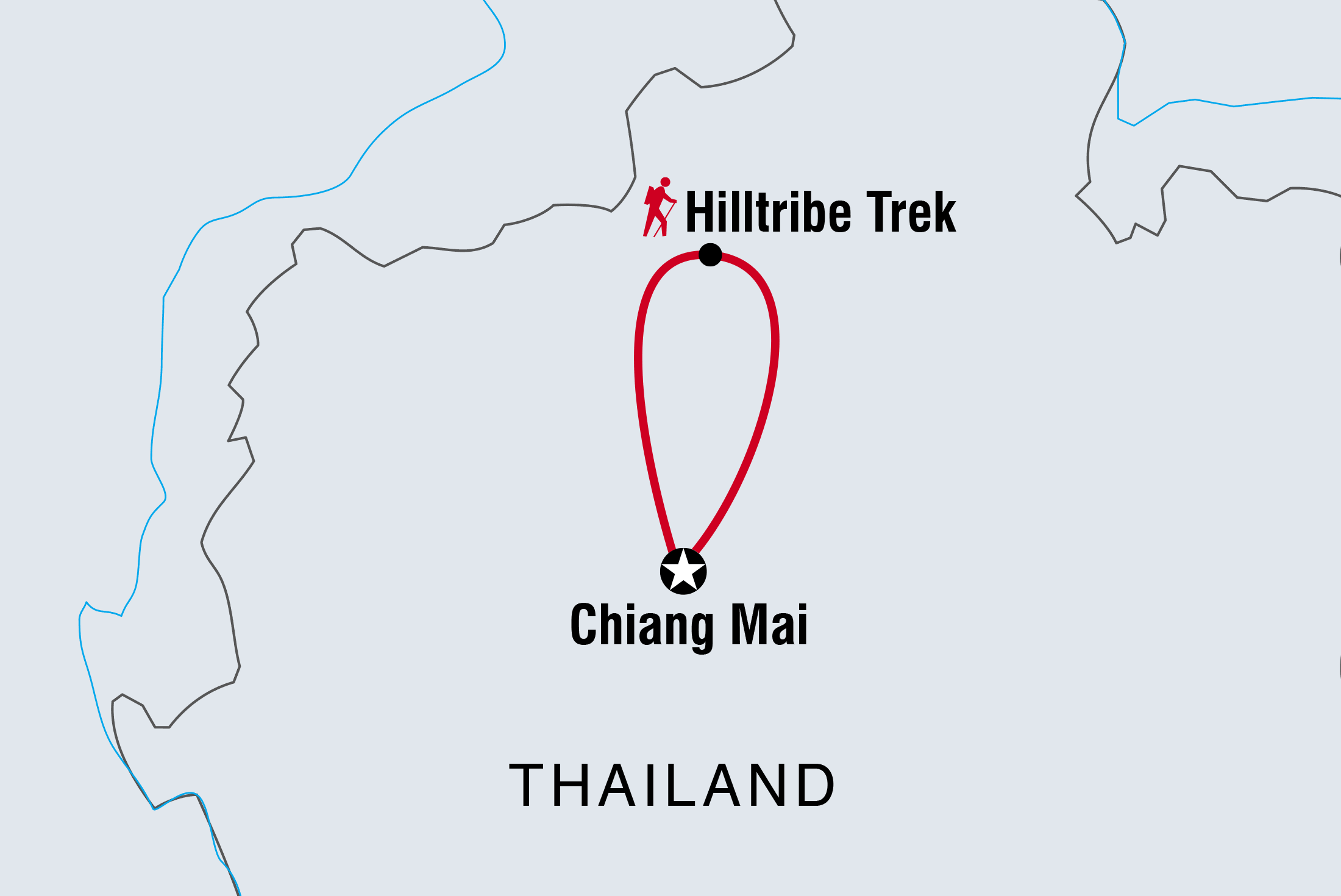 Map of Thailand Hilltribe Trek including Thailand
