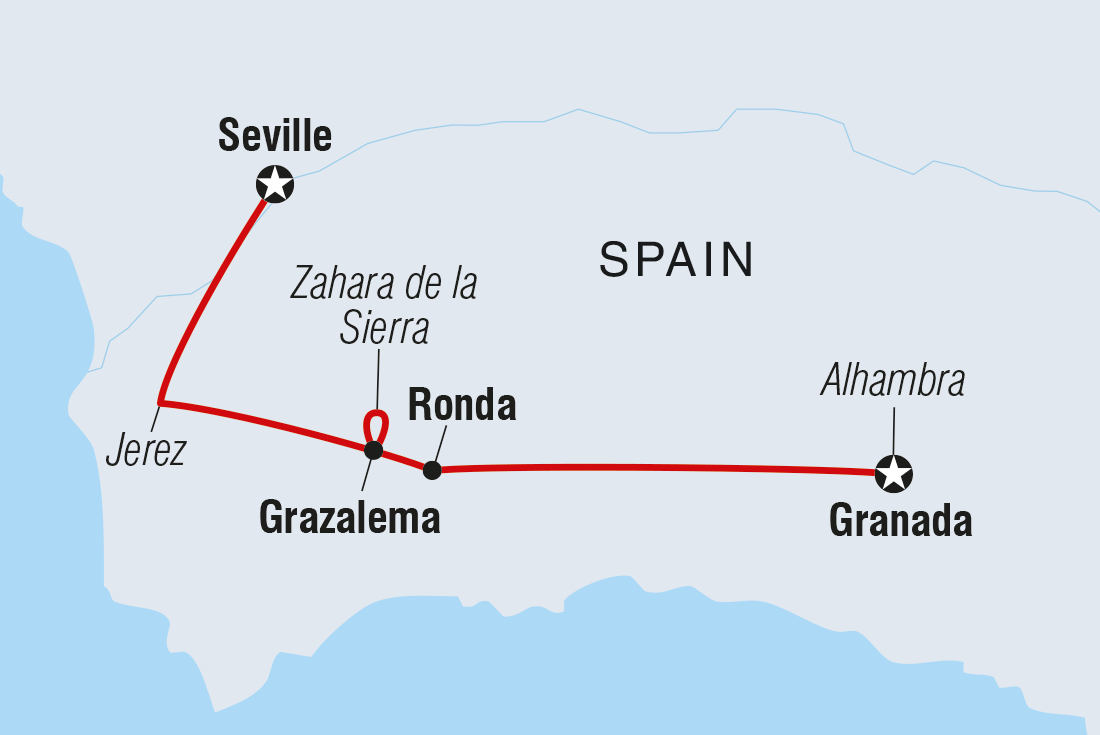 Map of Highlights Of Andalucia including Spain