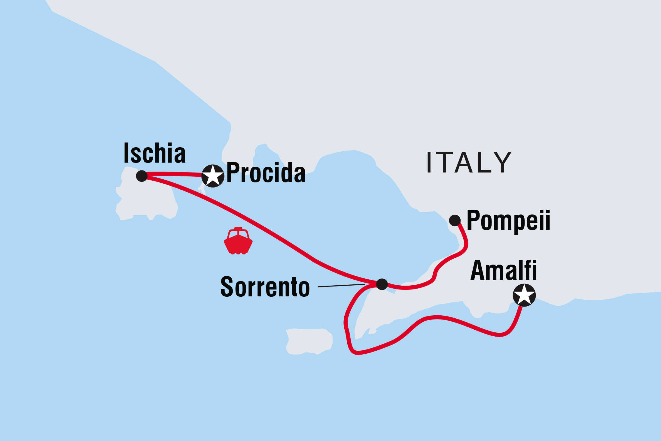 Map of Sail Italy: Procida To Amalfi including Italy
