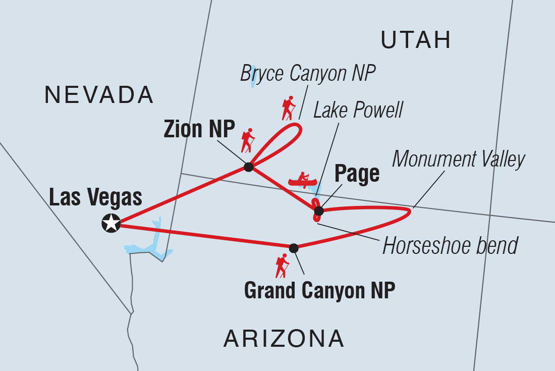Map of Western USA National Parks Loop including United States Of America