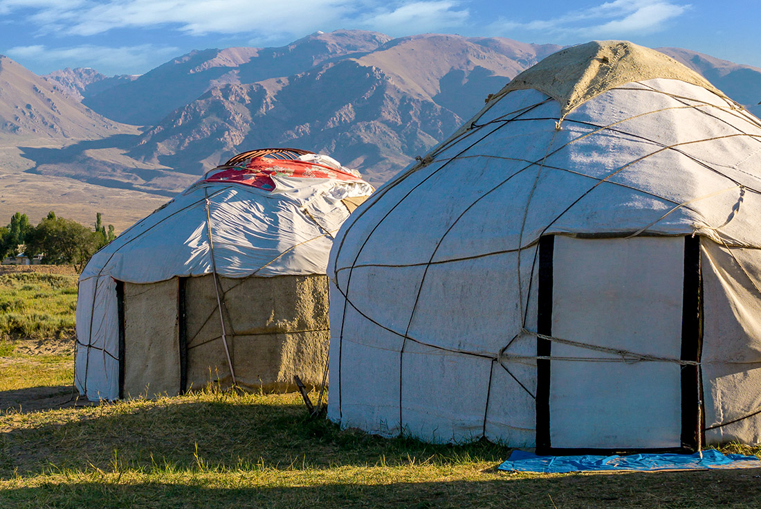 Nomadic tents Yurt at the Issyk Kul, Kyrgyzstan