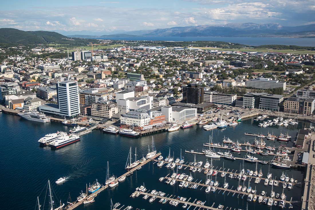 Aerial view of Bodo city in Norway