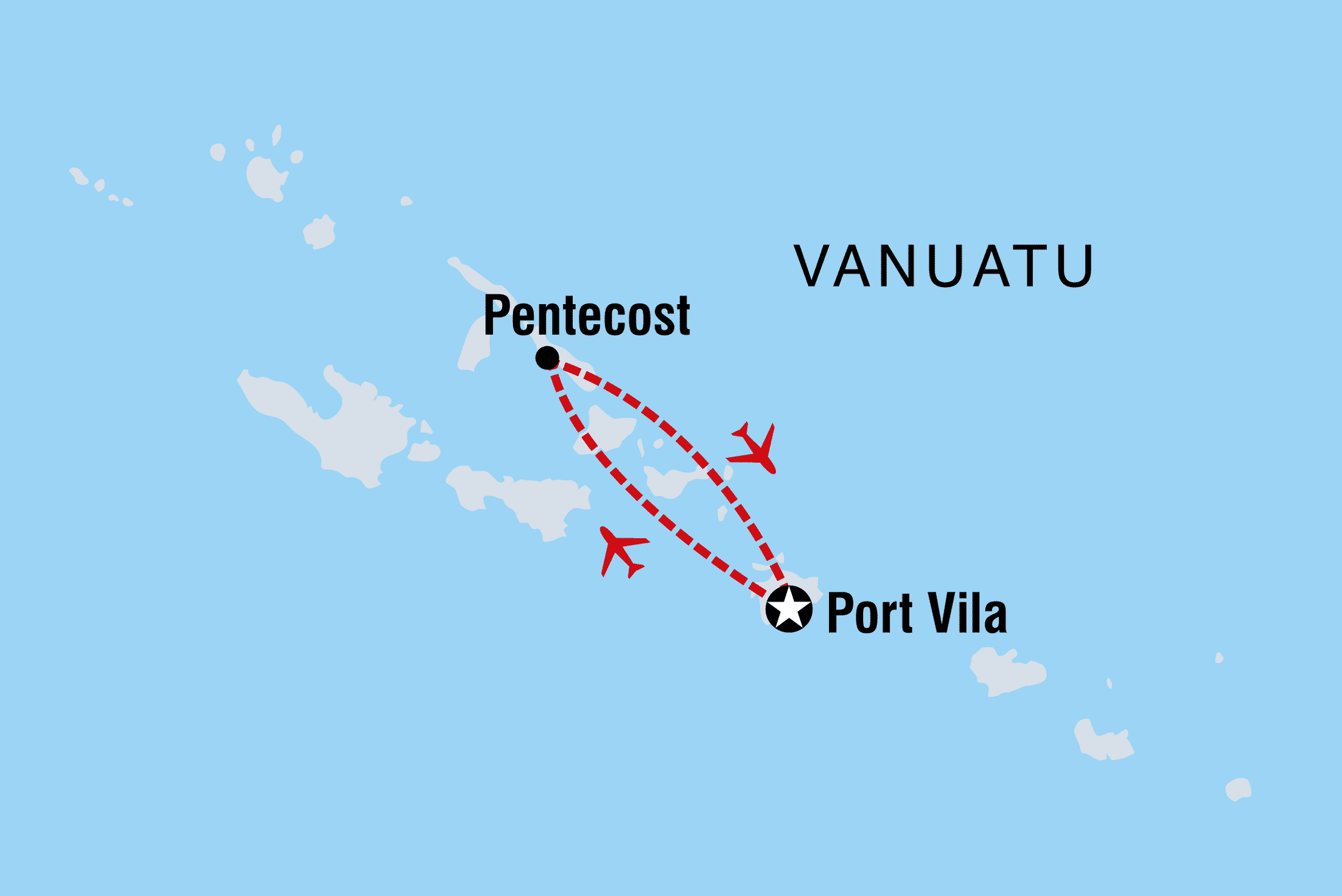Map of Vanuatu Expedition: Land Diving Festival including Vanuatu