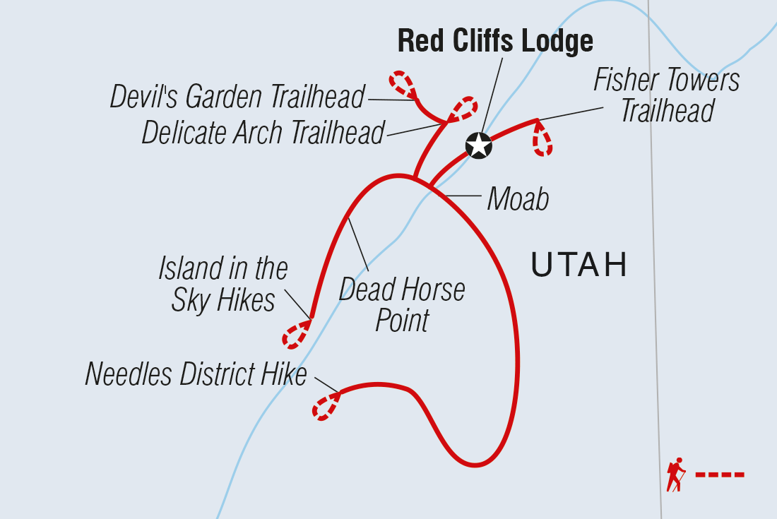 Map of Hiking The Best Of Moab: Arches And Canyonlands including United States Of America