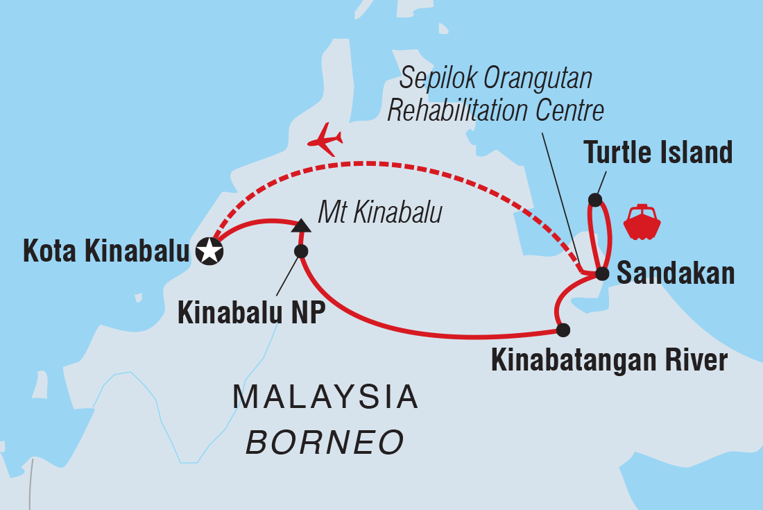 Map of Borneo Family Holiday including Malaysia