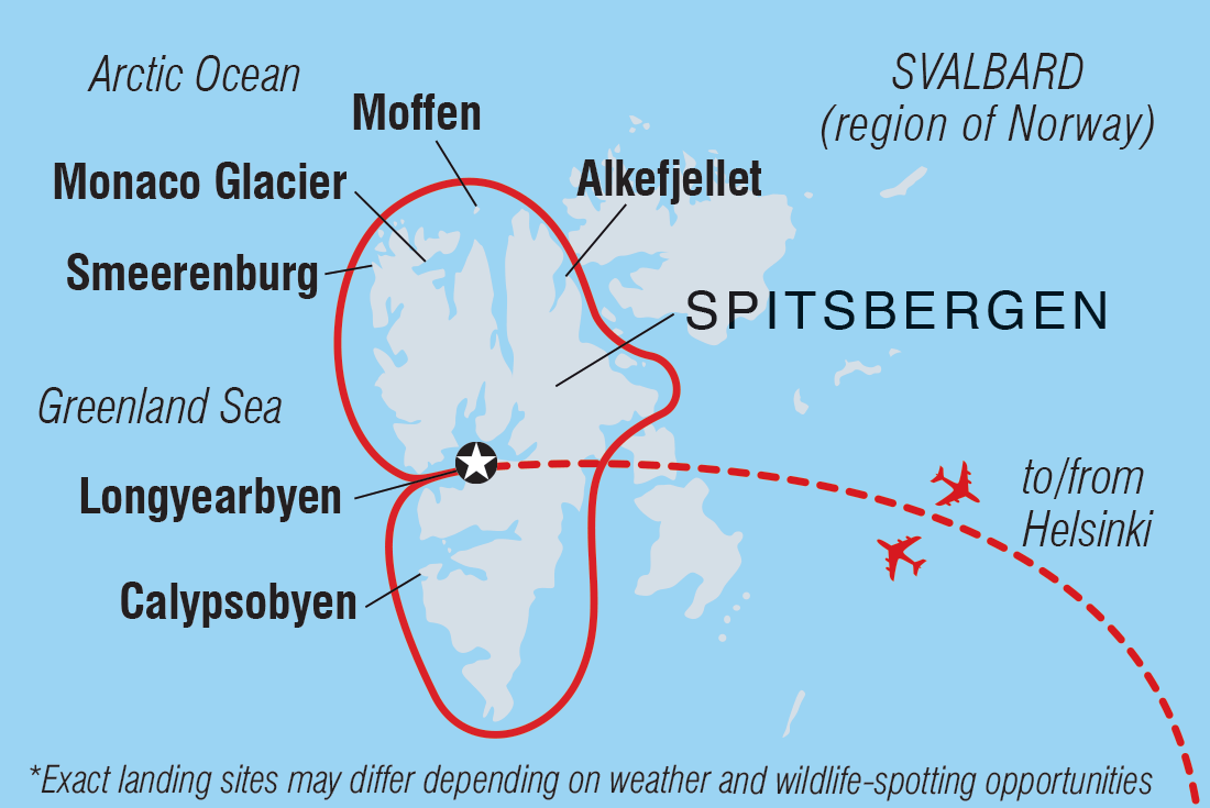 Map of Spitsbergen Photography Adventure including Finland and Norway