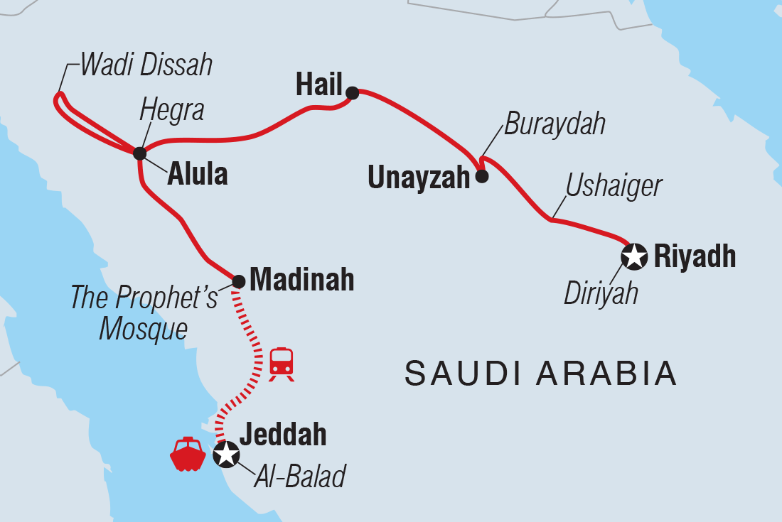 Map of Saudi Arabia: Women's Expedition including Saudi Arabia