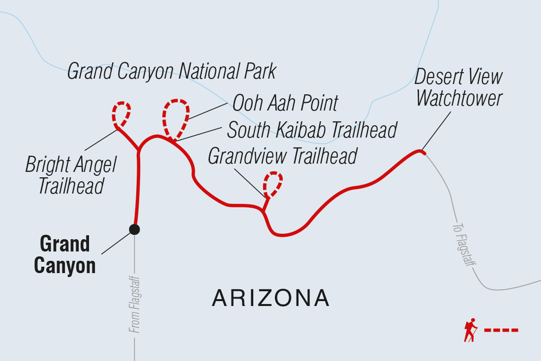 Map of Hiking The Best Of The Grand Canyon including United States Of America