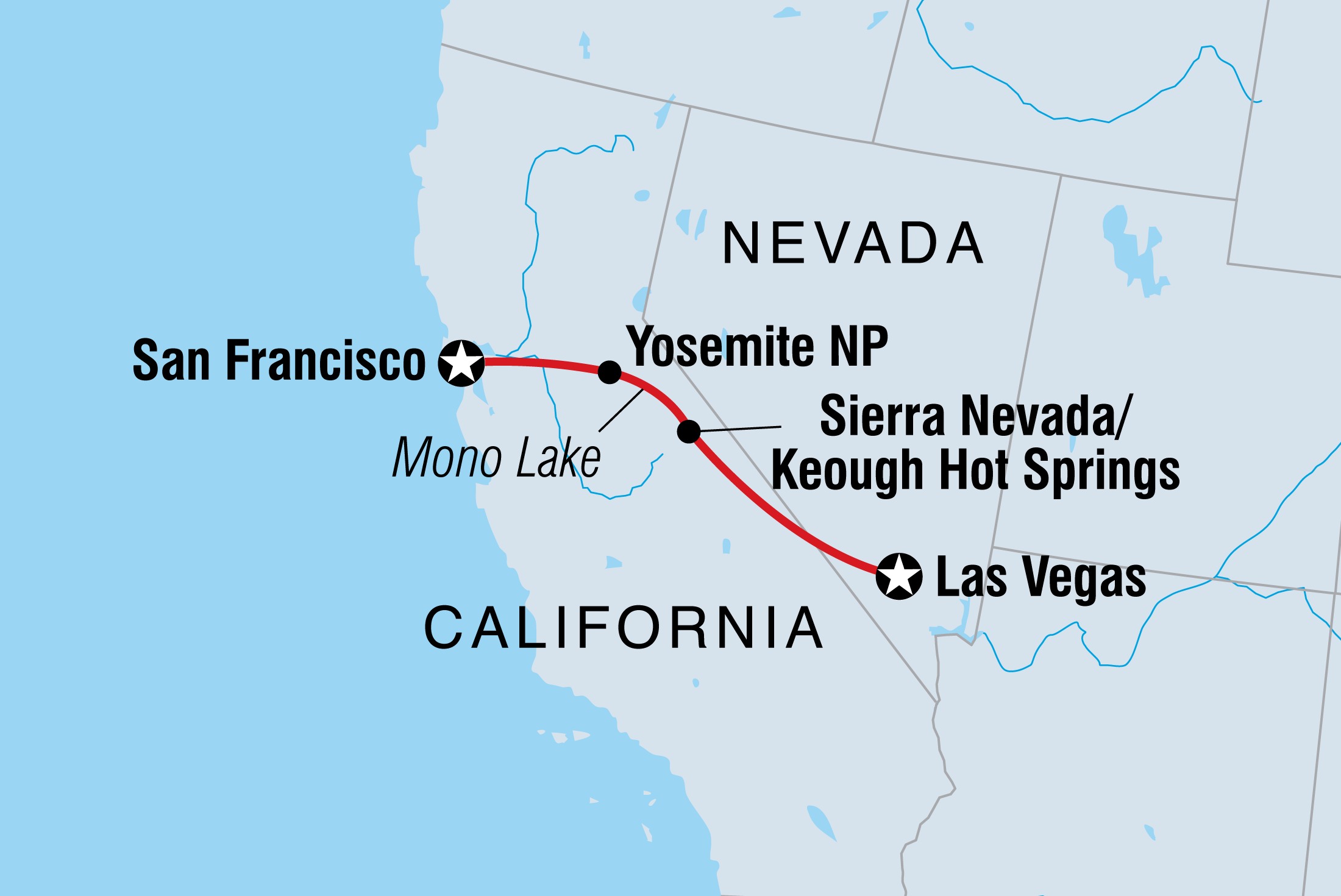 Map of Vegas To San Fran including United States Of America