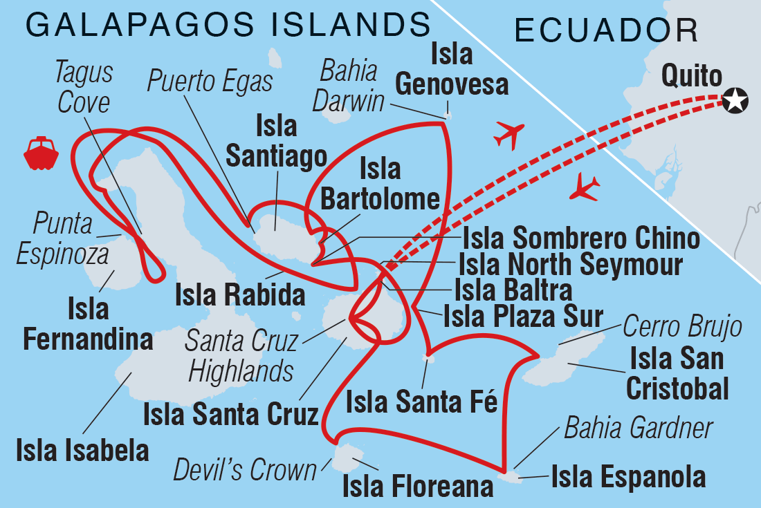 Map of Absolute Galapagos (Grand Daphne) including Ecuador