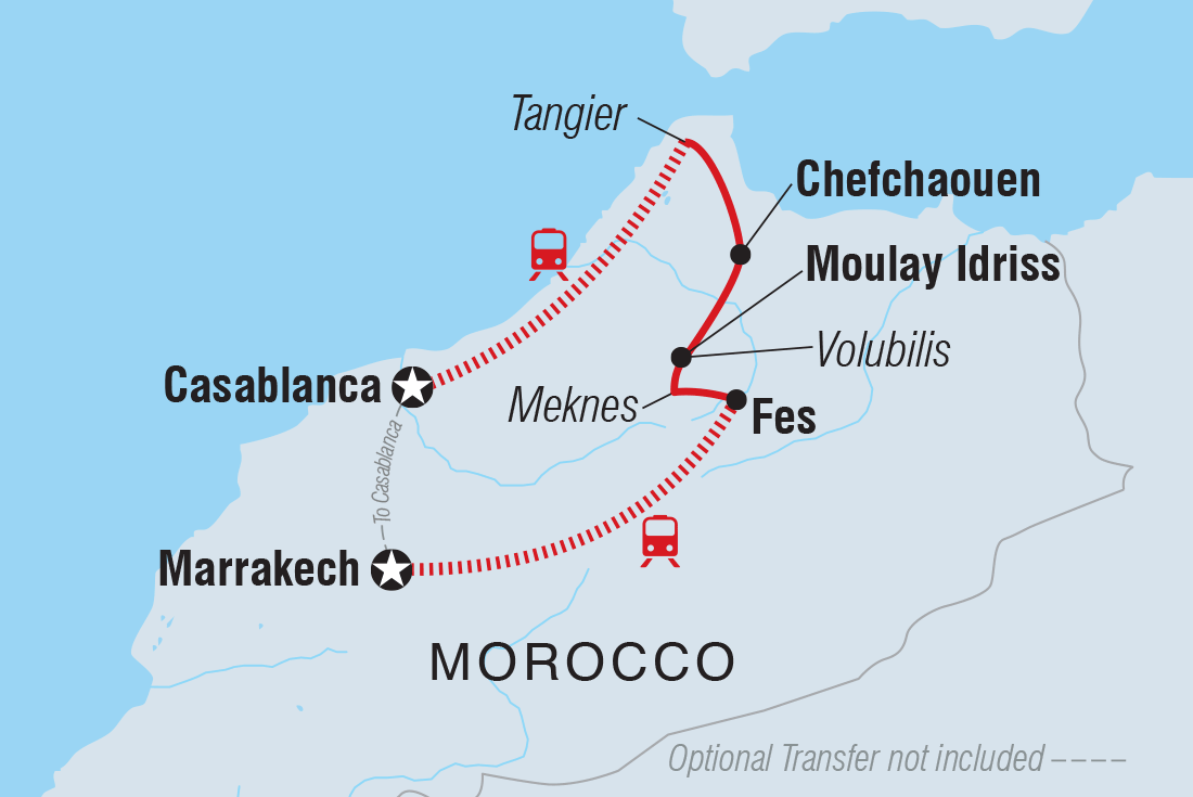 Map of North Morocco Adventure including Morocco