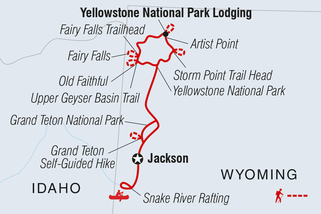 Map of Hiking The Best Of Yellowstone And Grand Tetons including United States Of America