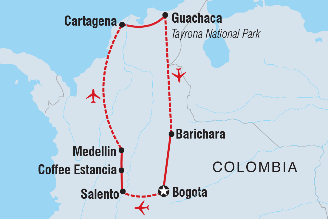 Map of Best Of Colombia including Colombia