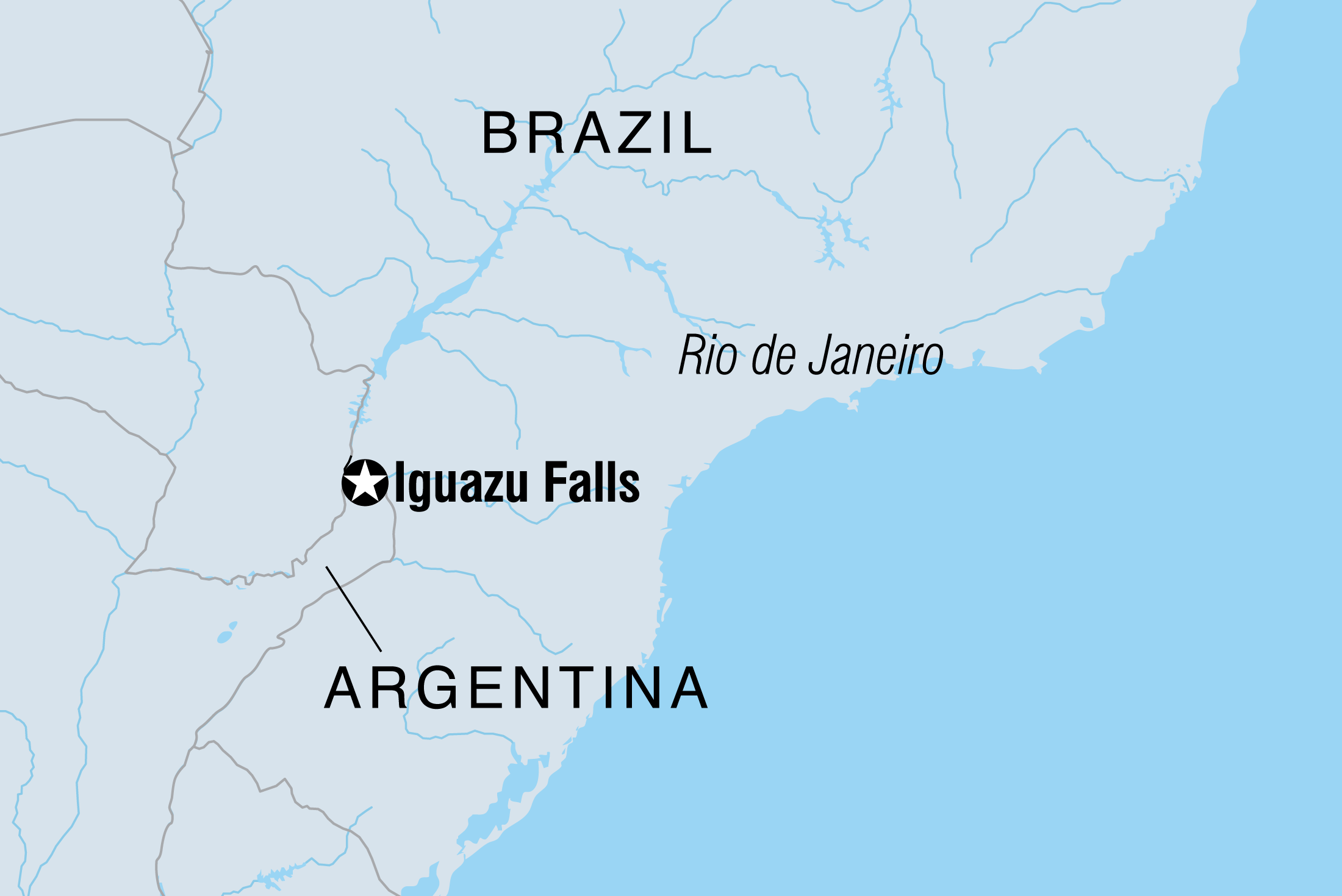 Map of Iguazu Falls Short Break including Argentina and Brazil