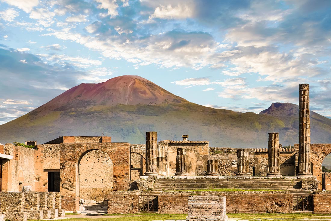 Pompeii with Mt Vesuvius in the background, Italy