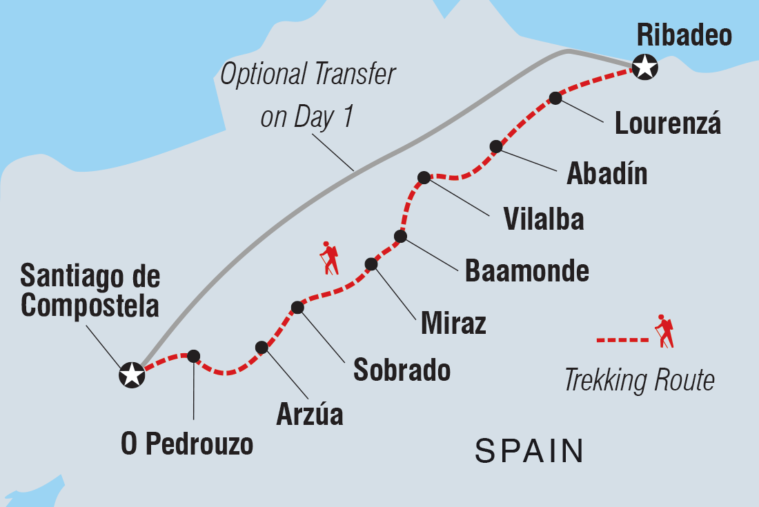 Map of Camino Del Norte Hike including Spain