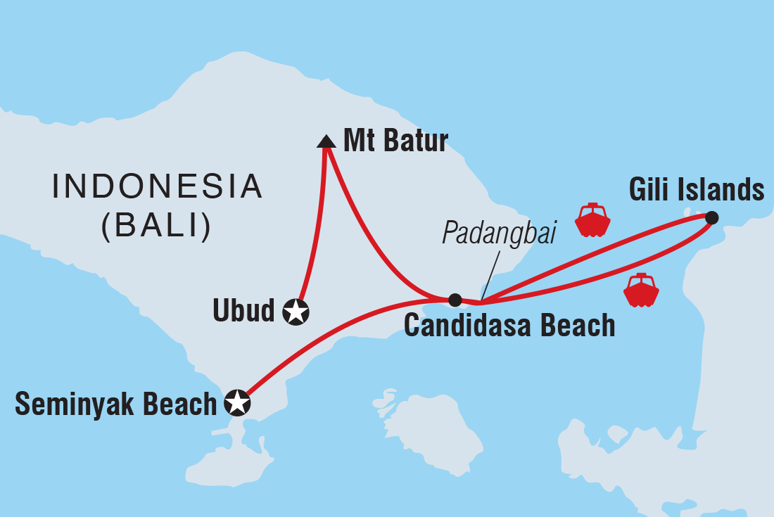 Map of Essential Bali & Gili Islands including Indonesia