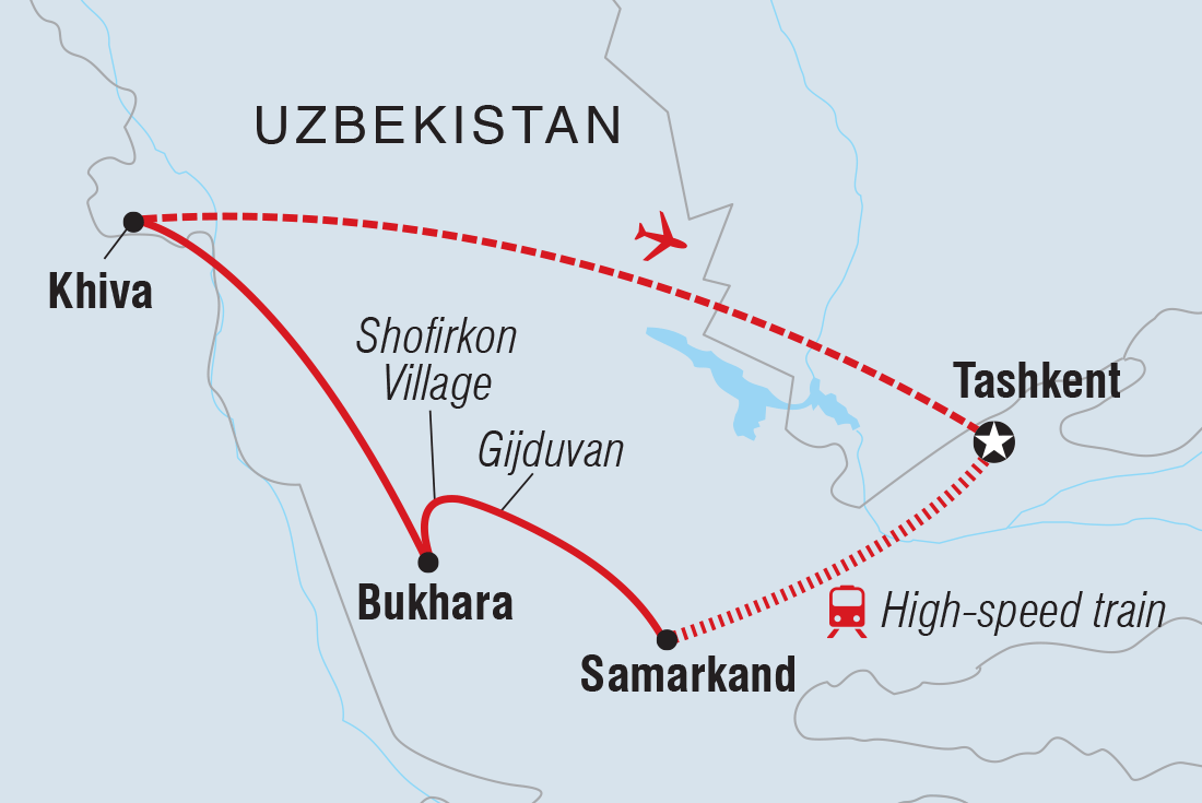 Map of Premium Uzbekistan including Uzbekistan