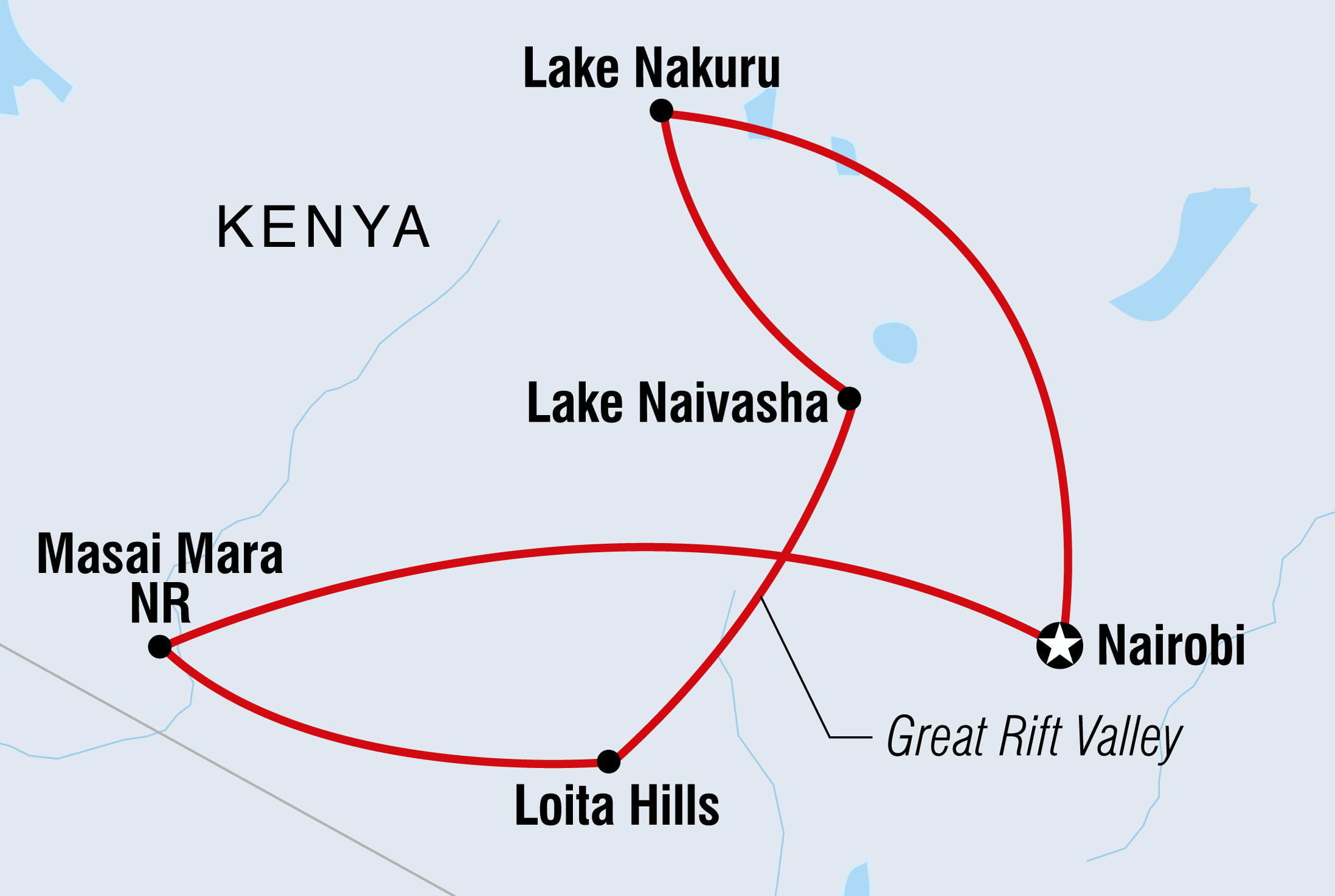 Map of Kenya Family Safari including Kenya