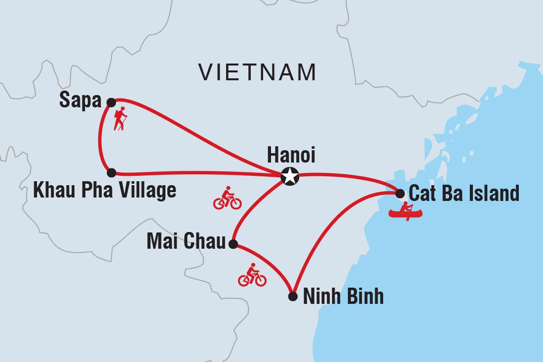 Map of Vietnam: Hike, Bike & Kayak including Vietnam