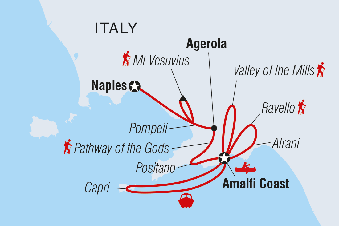 Map of Amalfi Coast: Hike & Kayak including Italy