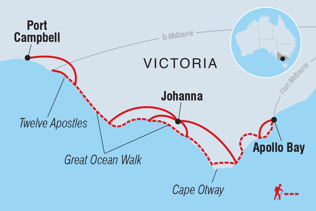 Map of Hike The Great Ocean Walk including Australia