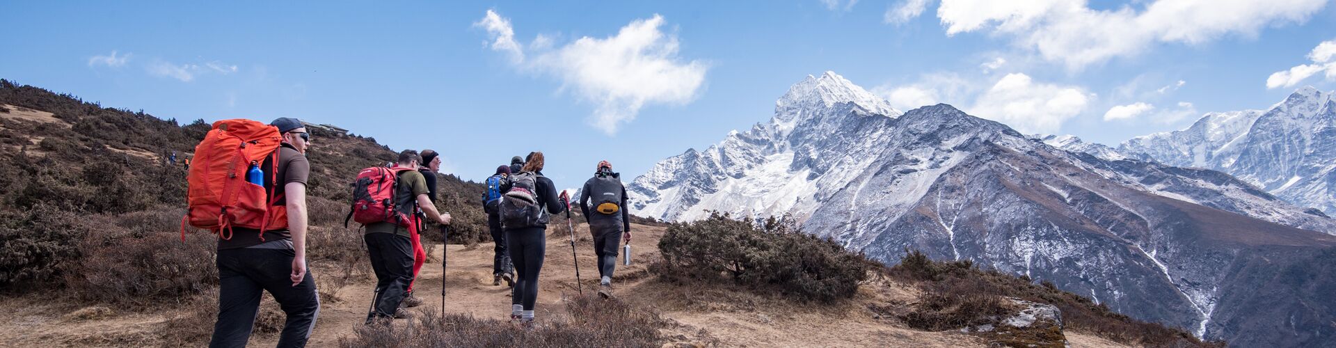Trekkers walking to Everest Base Camp