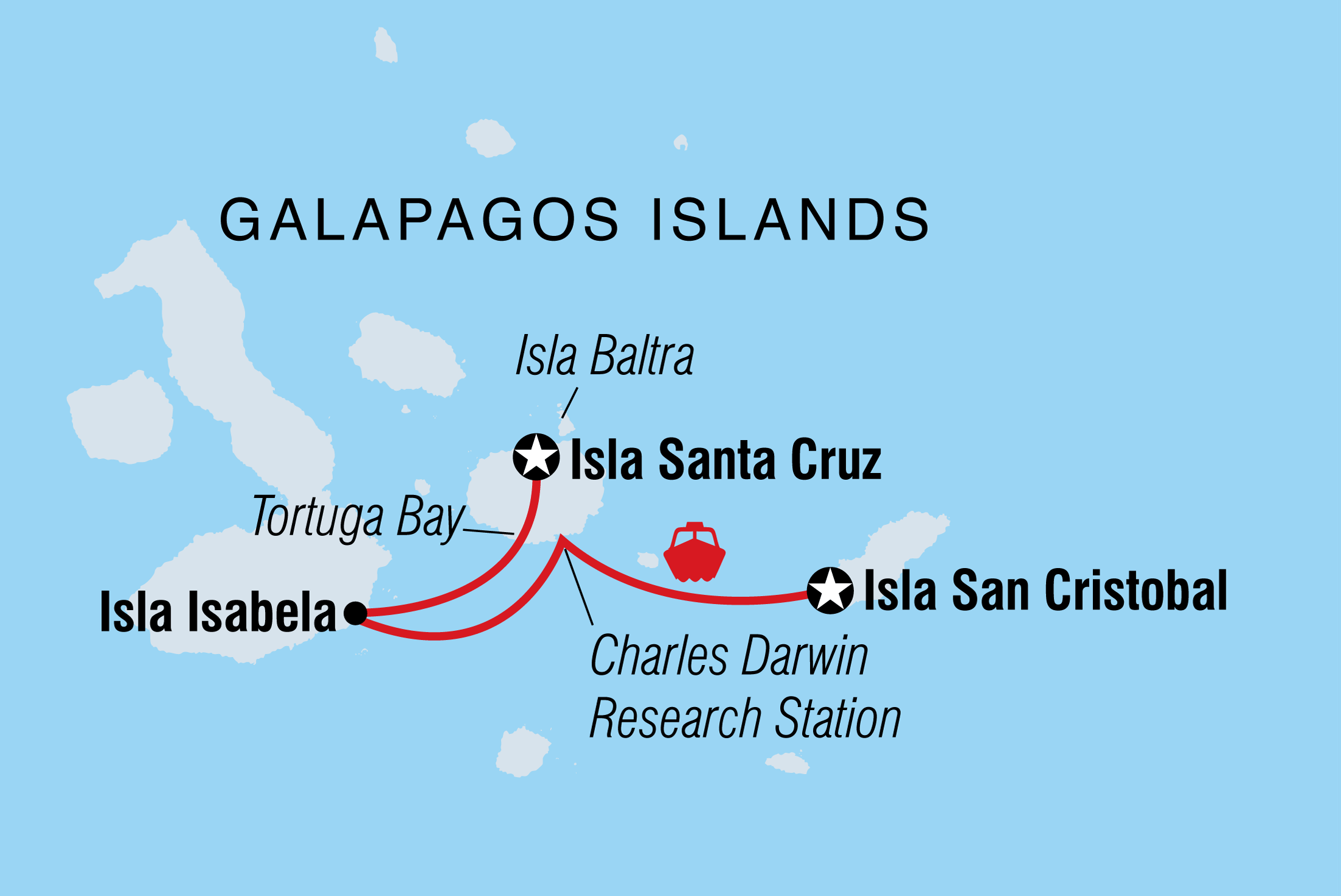 Map of Galapagos Experience including Ecuador