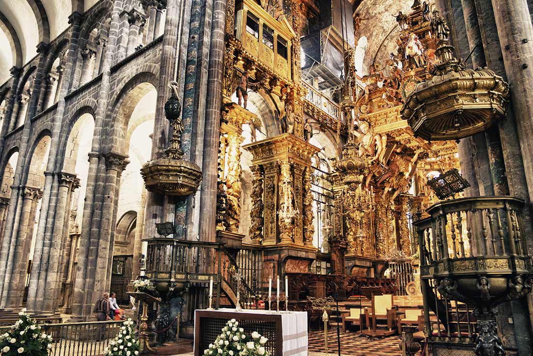 Inside the Santiago de Compostela Cathedral, Spain