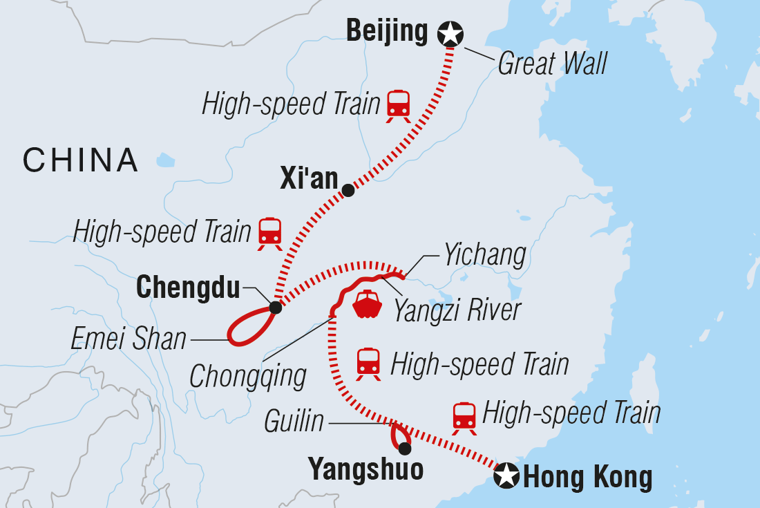 Map of China Experience including China and Hong Kong, Special Administrative Region Of China