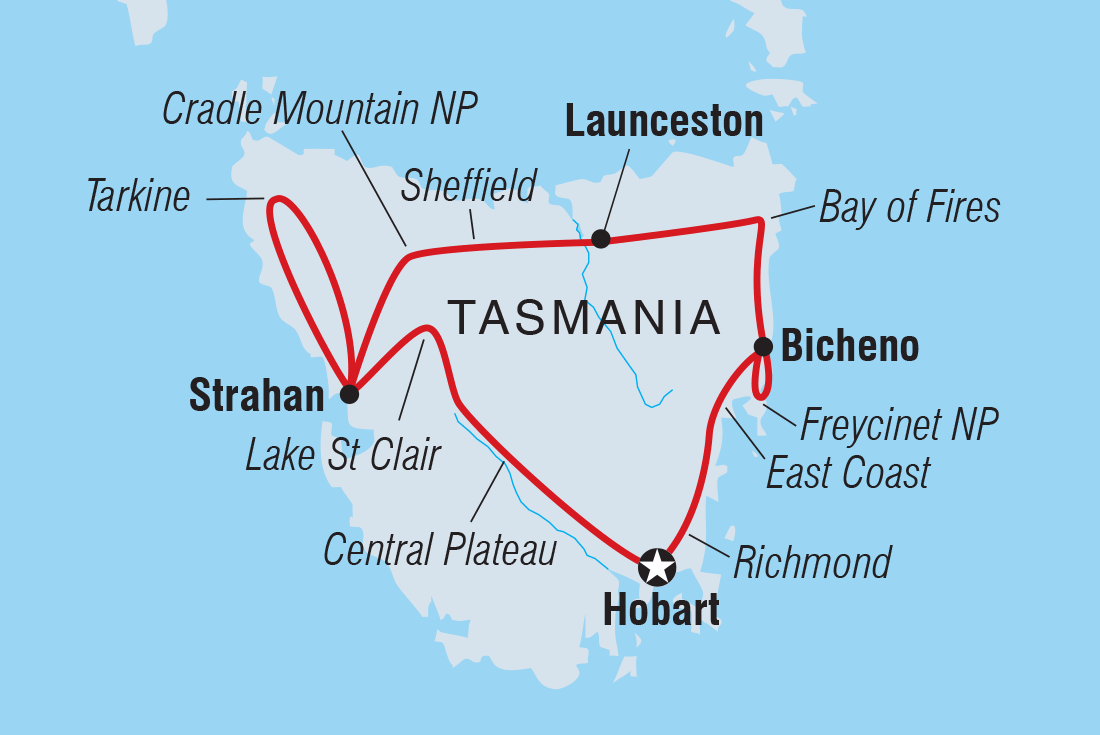Map of Highlights Of Tasmania including Australia