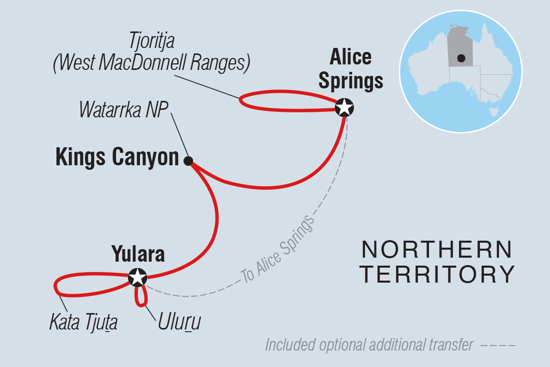 Map of Premium Red Centre & Uluru including Australia