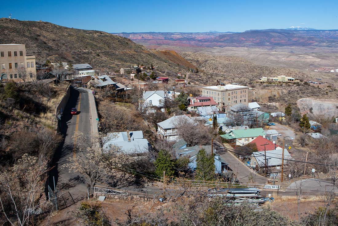 Aerial view of old mining town Jerome, in Sedona, Arizona