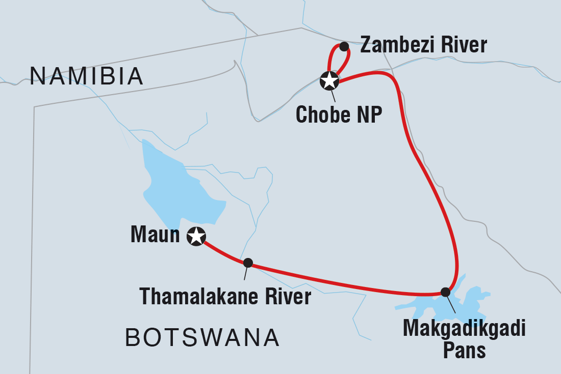 Map of Premium Botswana including Botswana and Namibia