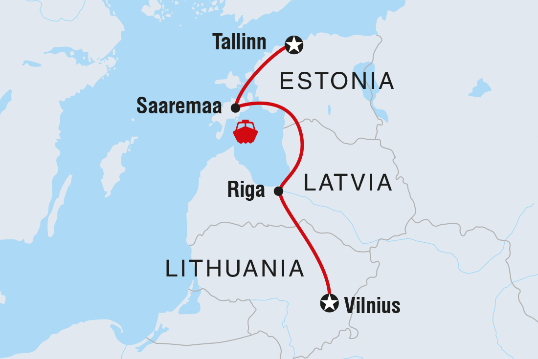 Map of Classic Baltics including Estonia, Latvia and Lithuania