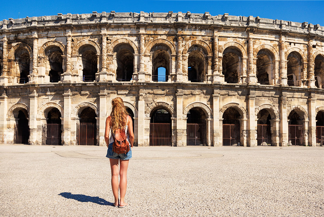 Nimes Amphitheatre in France, built shortly after the Roman Coliseum