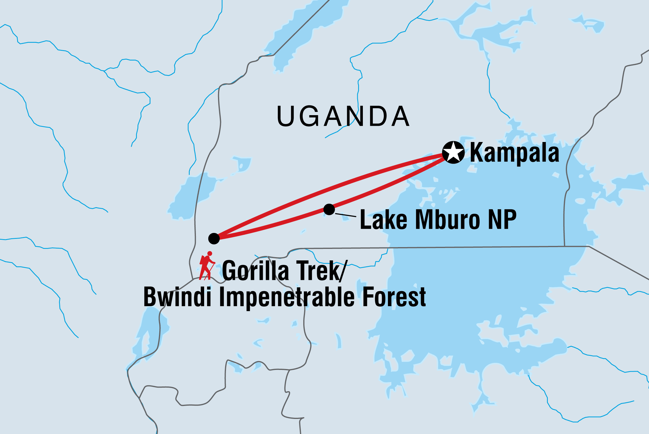 Map of Uganda Gorilla Short Break: Original including Uganda