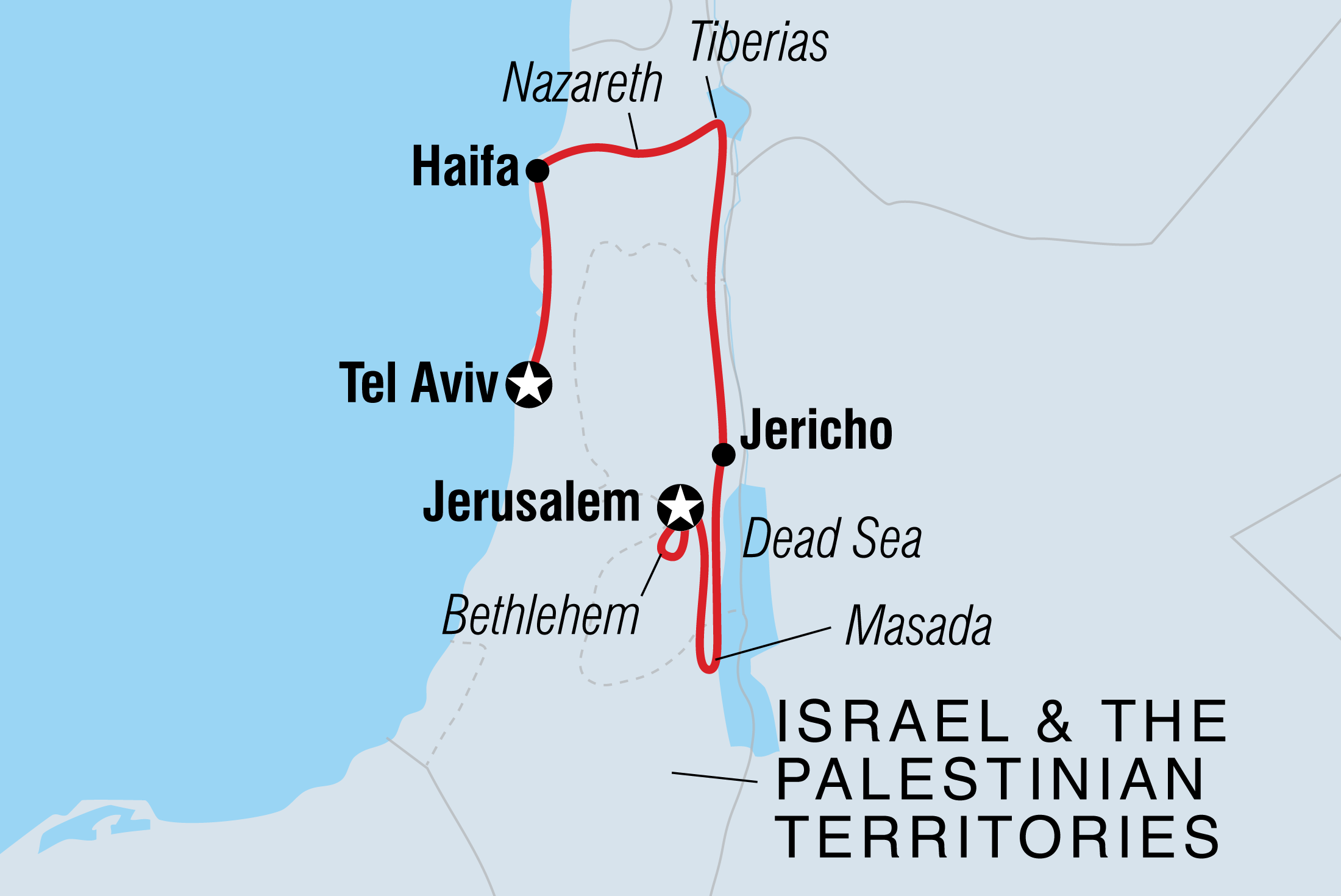 Map of Discover Israel & The Palestinian Territories including Israel