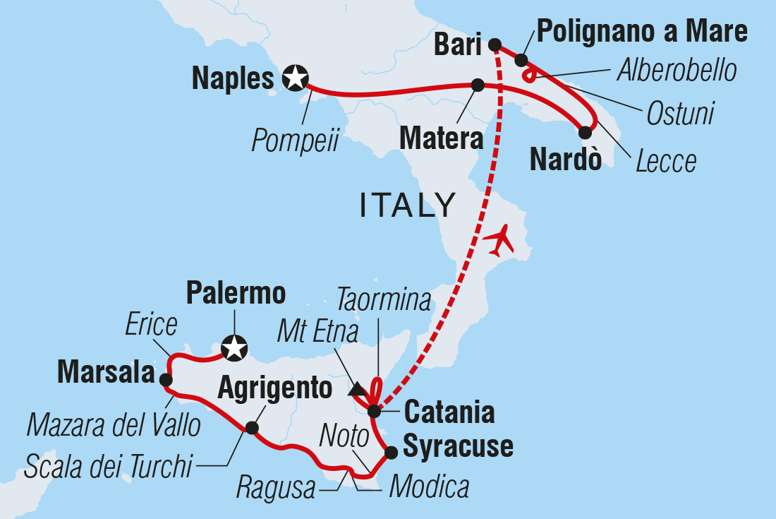 Map of Premium Sicily And Puglia including Italy