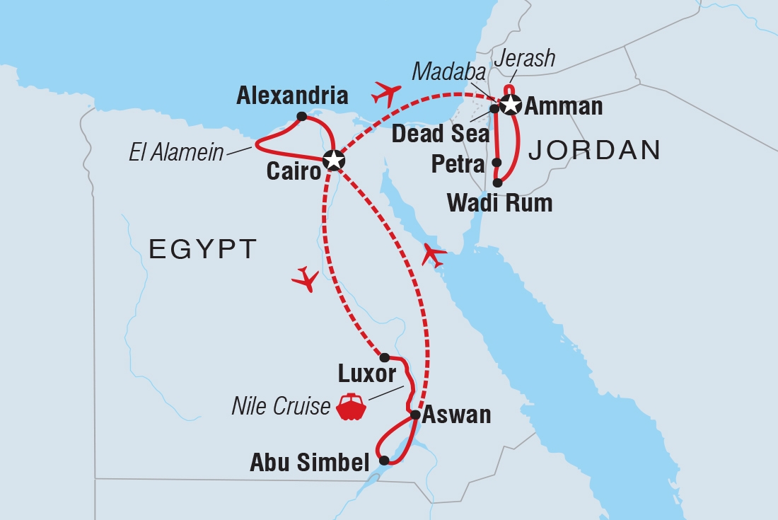 Map of Premium Egypt & Jordan In Depth including Egypt and Jordan
