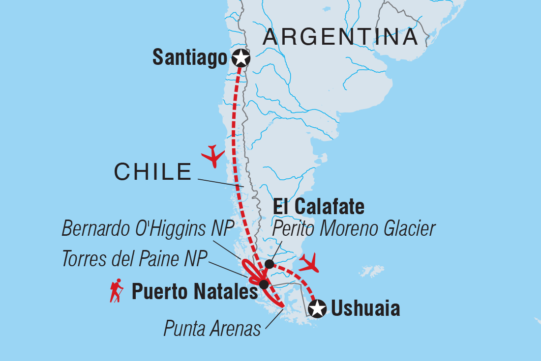 Map of Premium Patagonia including Argentina and Chile