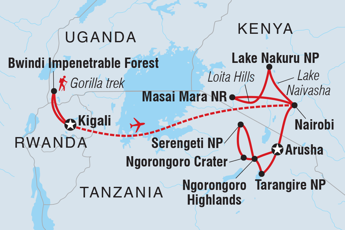 Map of Premium East Africa In Depth including Kenya, Rwanda, Tanzania, United Republic Of and Uganda