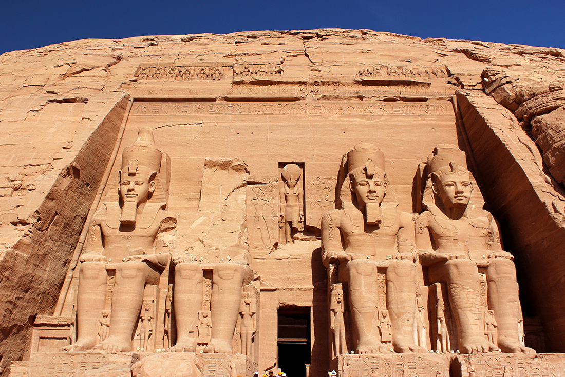 The entrance to Abu Simbel in Egypt