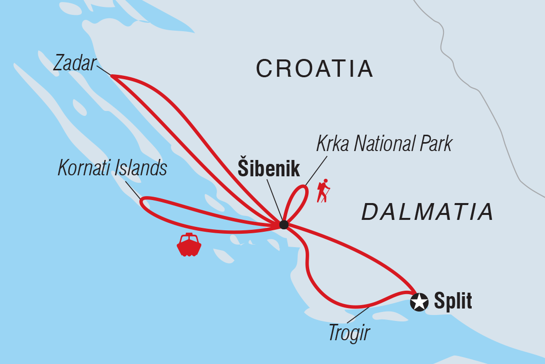 Map of Croatia: Sibenik & The Kornati Islands including Croatia