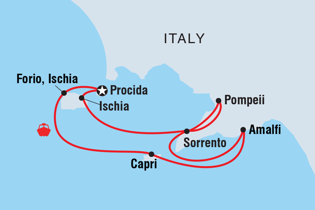 Map of Amalfi Coast Sailing Adventure including Italy