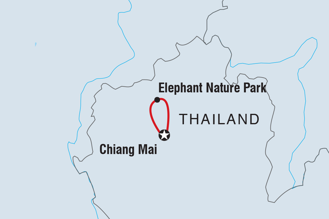 Map of Chiang Mai & Elephant Experience including Thailand