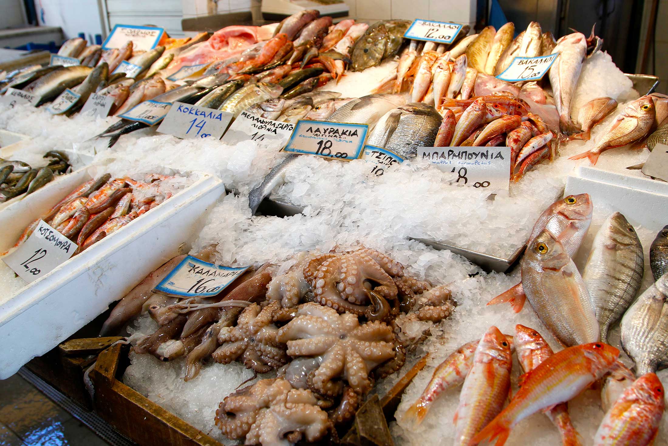 An Aegina fish market in Greece