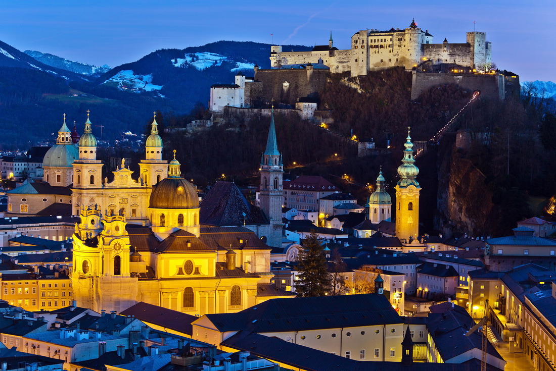 Intrepid Travel austria salzburg city fortress night